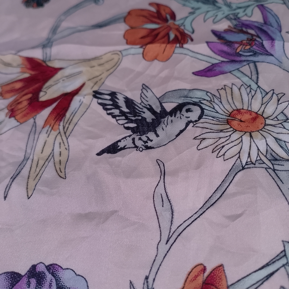 Vintage Pink Floral Silk-Feeling Polyester Scarf 27in Lightweight Retro - Picture 3 of 8